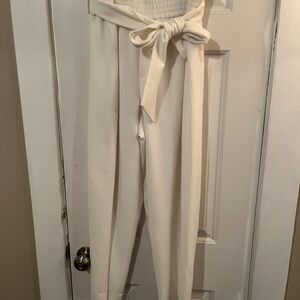 CLUB MONACO Cream Tie-Waist Women's Trousers